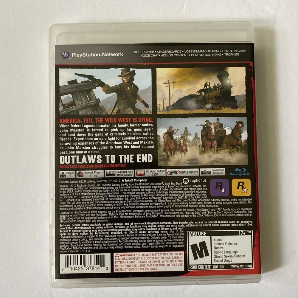 Sony Playstation 3 PS3 Red Dead Redemption Game + Poster Map + Manual